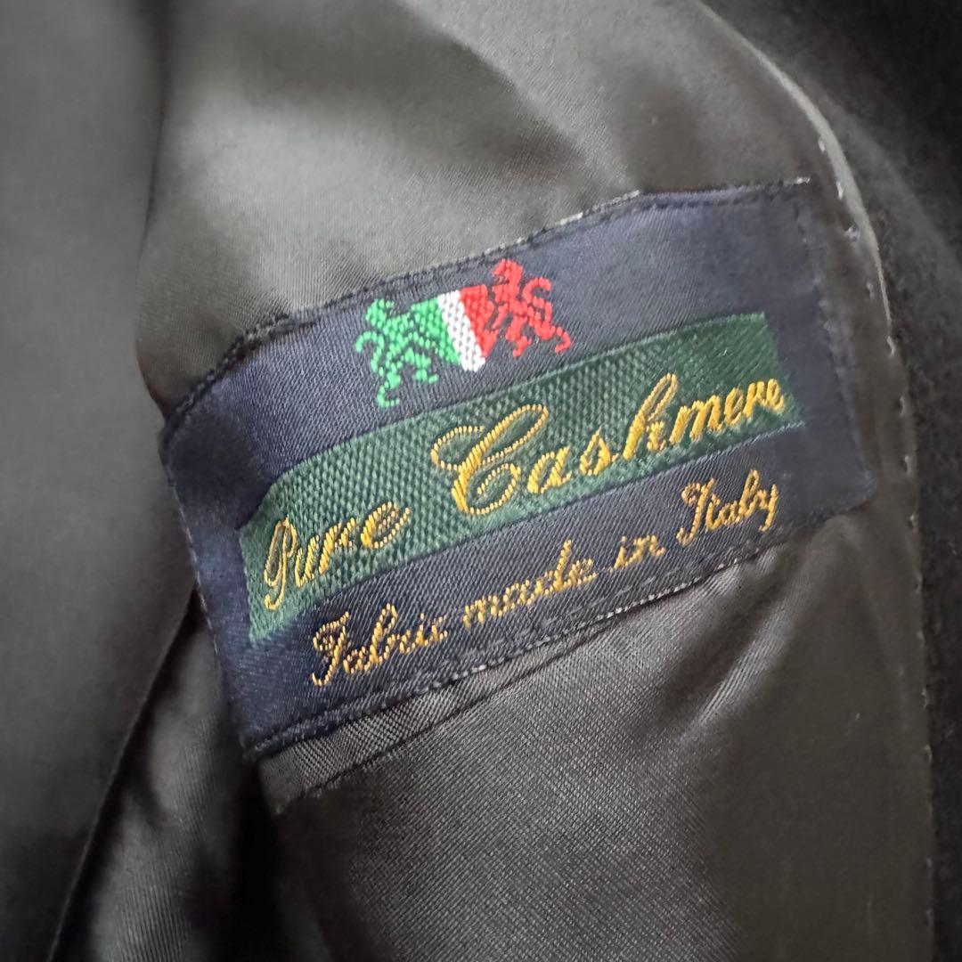 カシミヤ100 トゥモローランドコレクション　ノーカラーコート　ベルト　黒