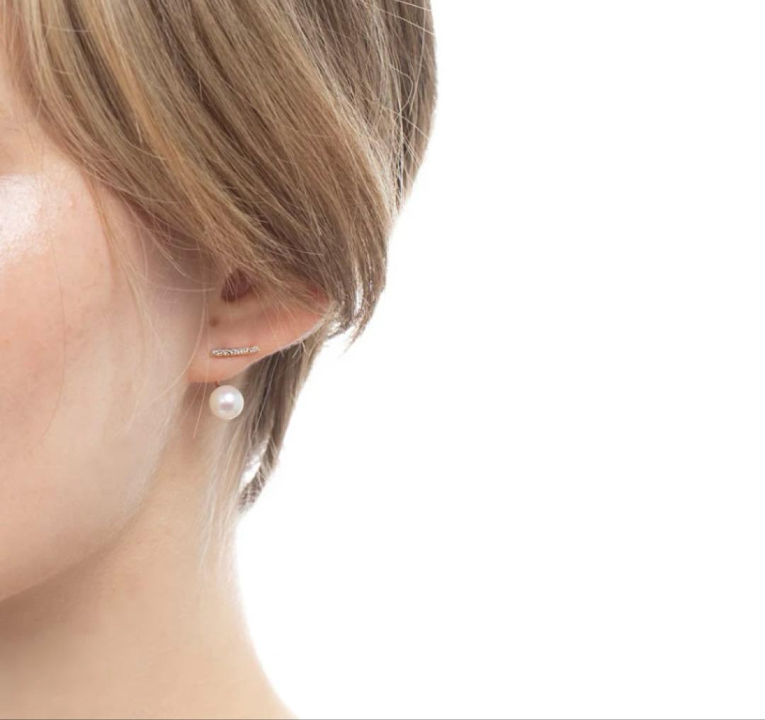 rn ！hirotaka ショートバー ダイヤピアス / アコヤパール