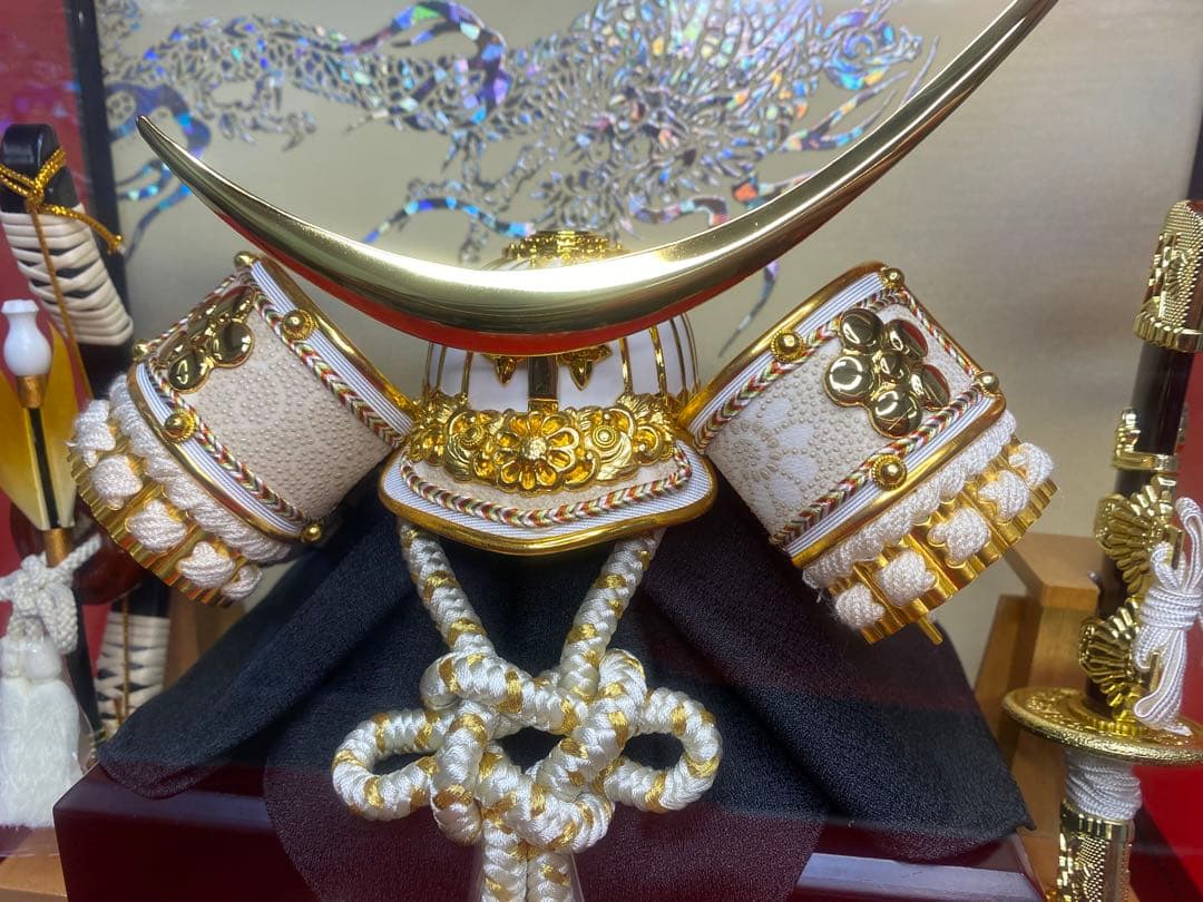 伊達政宗　東京久月　五月人形　家紋付き兜飾りガラスケース入