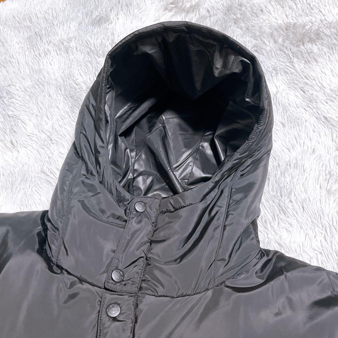 美品【アスレタ】ベンチコート (L) ロング　中綿　ナイロン　フード　ブラック