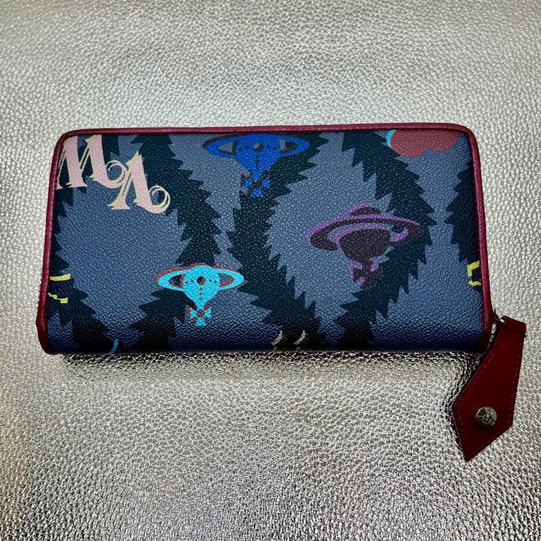 Vivienne Westwood 総柄 ラウンドファスナー長財布 ボルドー