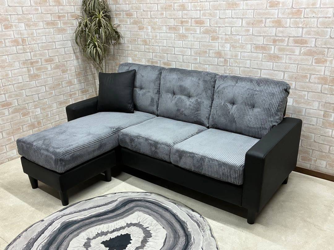 カウチソファ　３人掛け　コーデュロイ　BK　新品　大特価 楽天市場】【Mセール終了まで2000円クーポン配布中】 コーデュロイ
