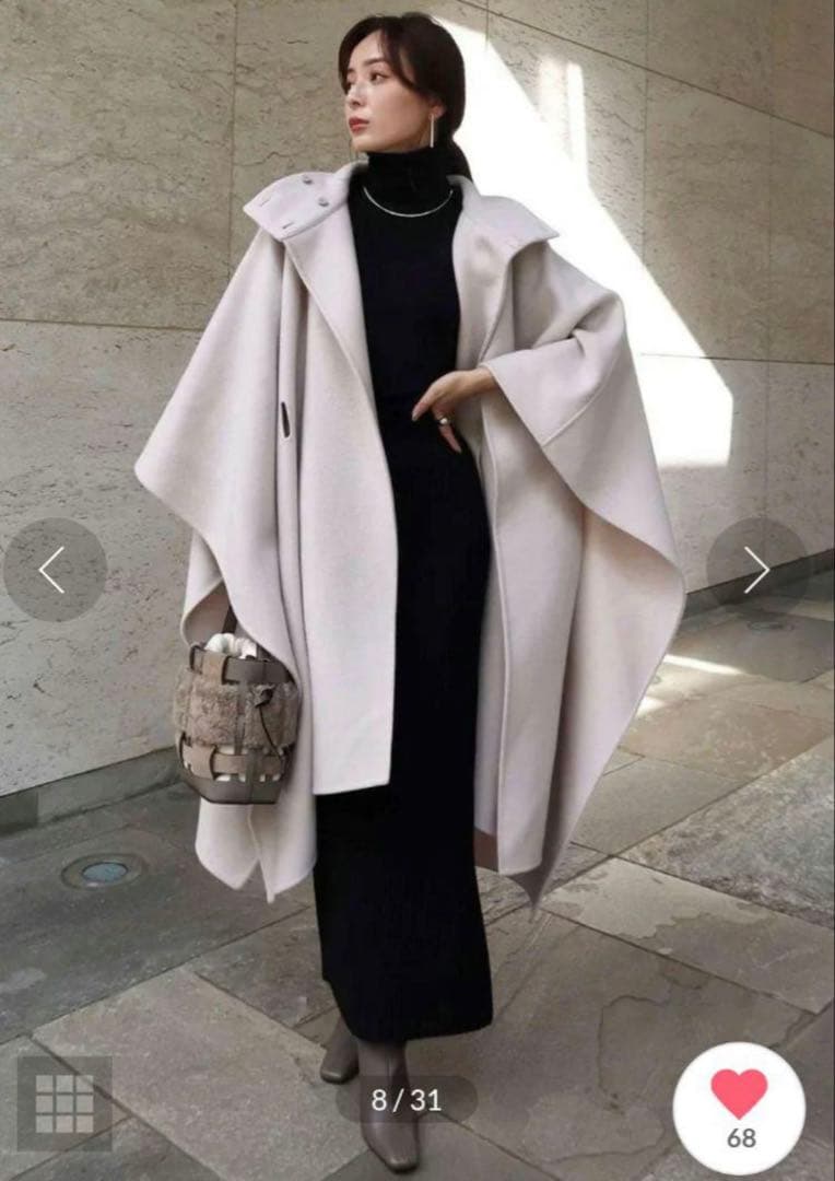 アニュアンス anuans ウールポンチョコート （ICE GREY）