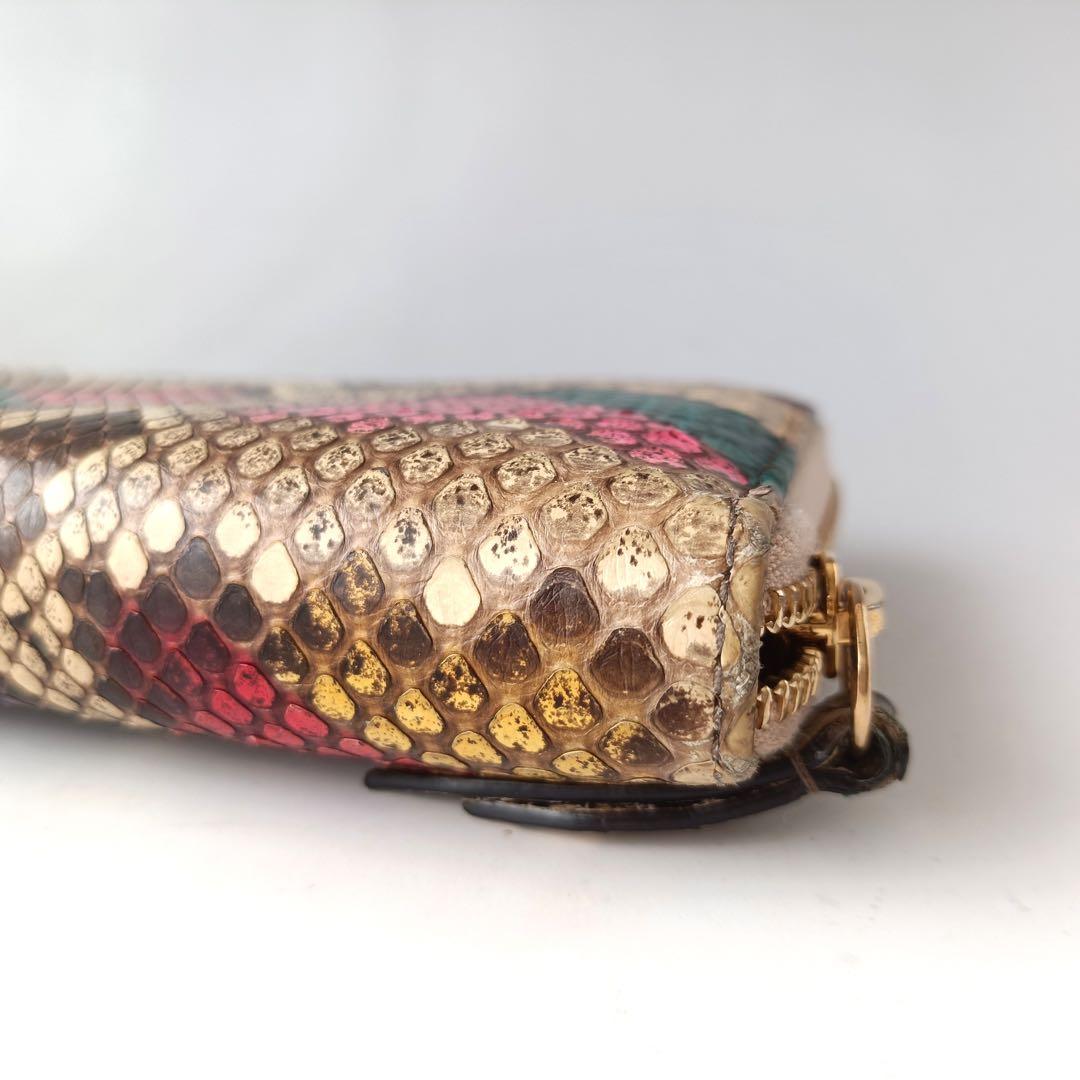 【希少】グッチ 長財布 GGマーモント パイソン レインボー レザー　箱付き