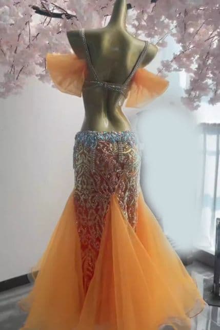 ベリーダンス衣装 ブラスカートセット オレンジ オーダーメイド