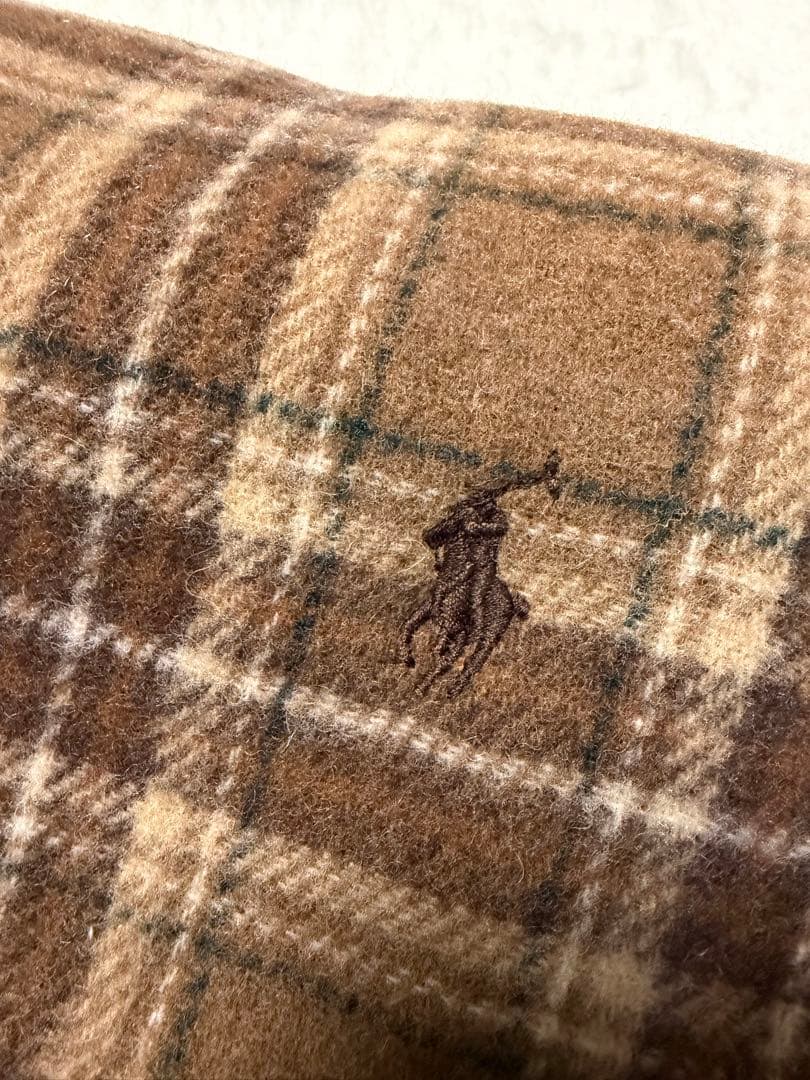 新品タグ付き　ラルフローレン チェック柄マフラー　茶　男女兼用