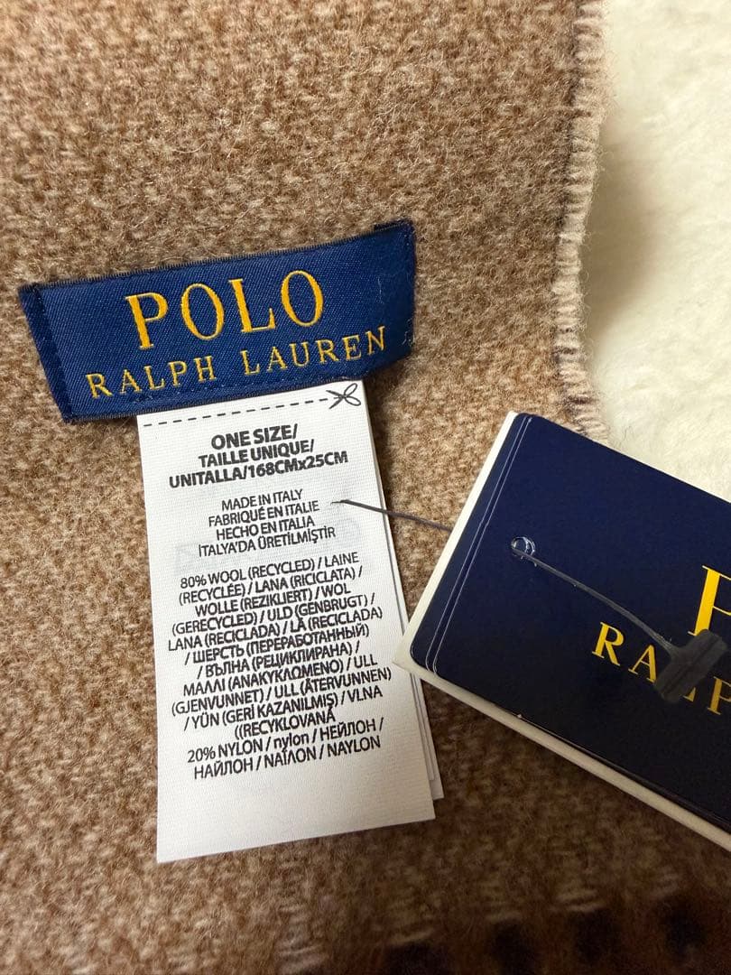 新品タグ付き　ラルフローレン チェック柄マフラー　茶　男女兼用