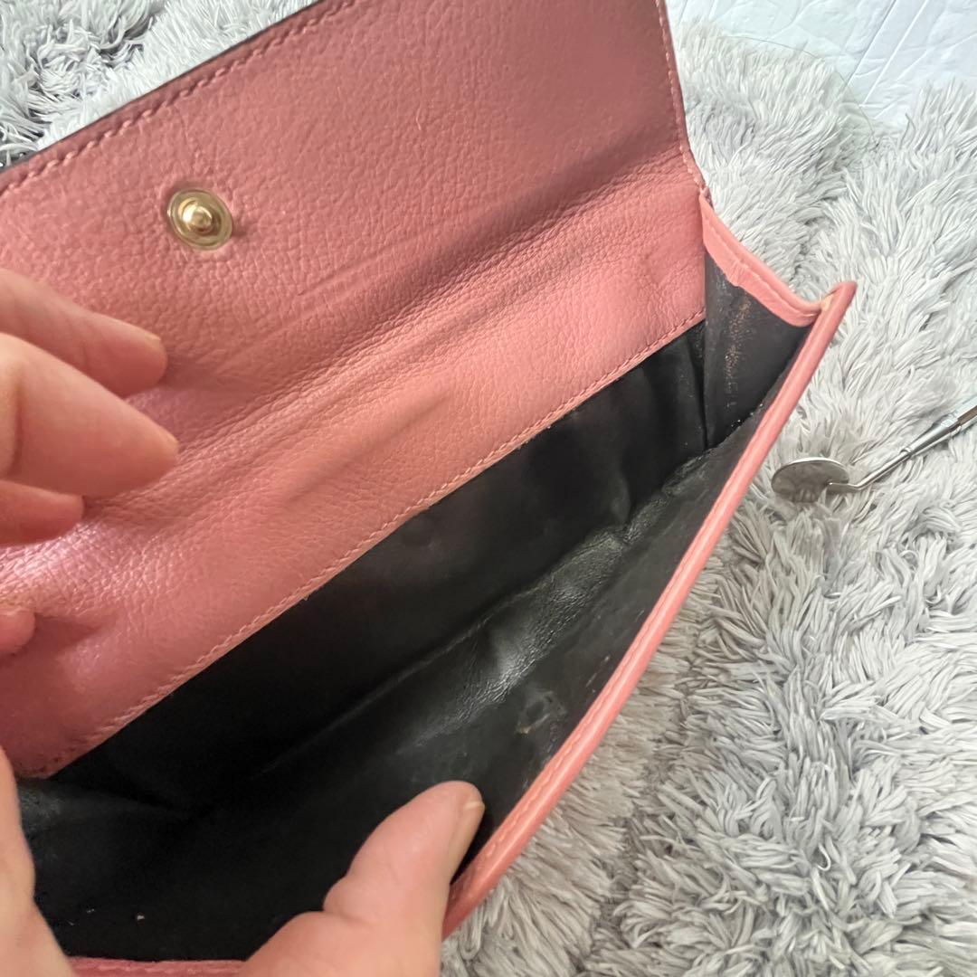 良品✨GUCCI GGキャンバス　長財布　ハート金具　Wホック　ピンクベージュ