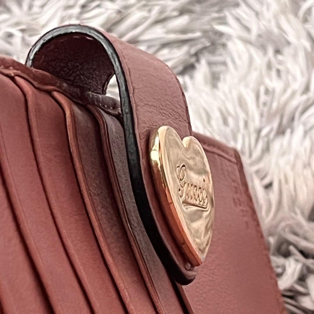 良品✨GUCCI GGキャンバス　長財布　ハート金具　Wホック　ピンクベージュ