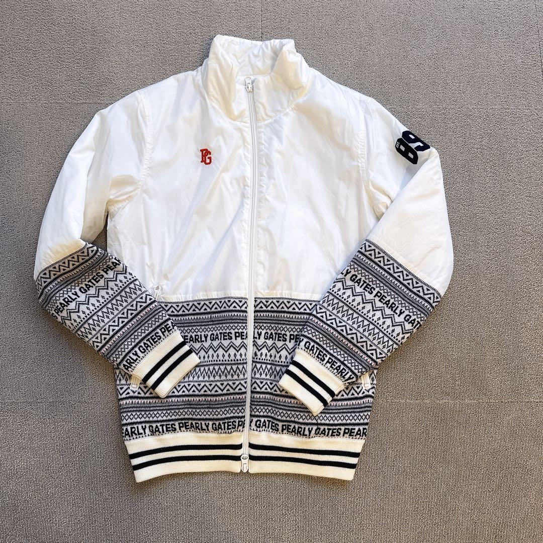 美品　PEARLY GATES 中綿ジャケット アーガイルニットホワイト　1