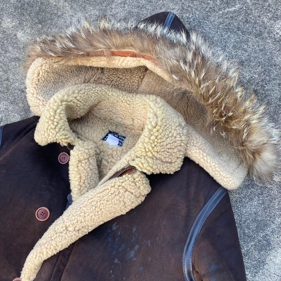 希少　美品　アヴィレックス B-7 ムートン アラスカンコート ヴィンテージ　茶