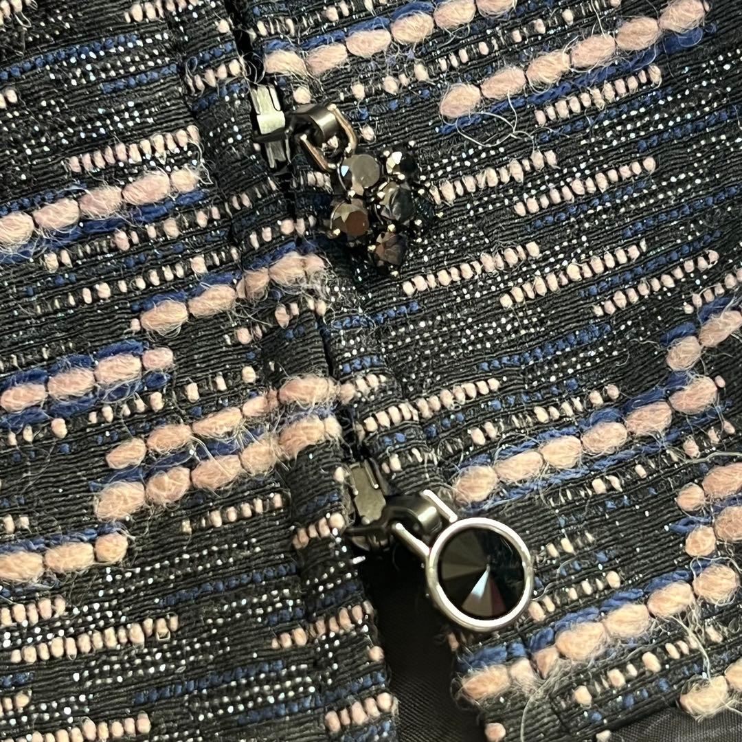 【極美品】ルネ フロントジップワンピース 36 S リボンブローチ付　ピンク