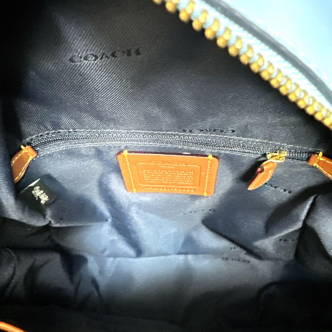 希少 COACH コーチ ティーローズ デニム ターンロック リュック フラワー