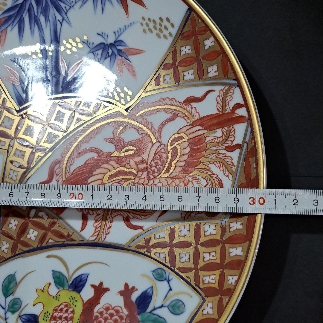江戸中期　古伊万里　極上　赤絵金蘭手　30㎝皿　共箱　山徳製　祝皿