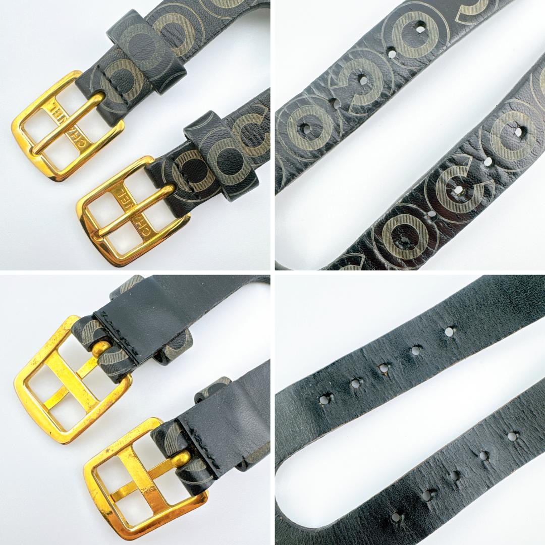 希少 シャネル COCO バングル ブレスレット ヴィンテージ レザー ロゴ