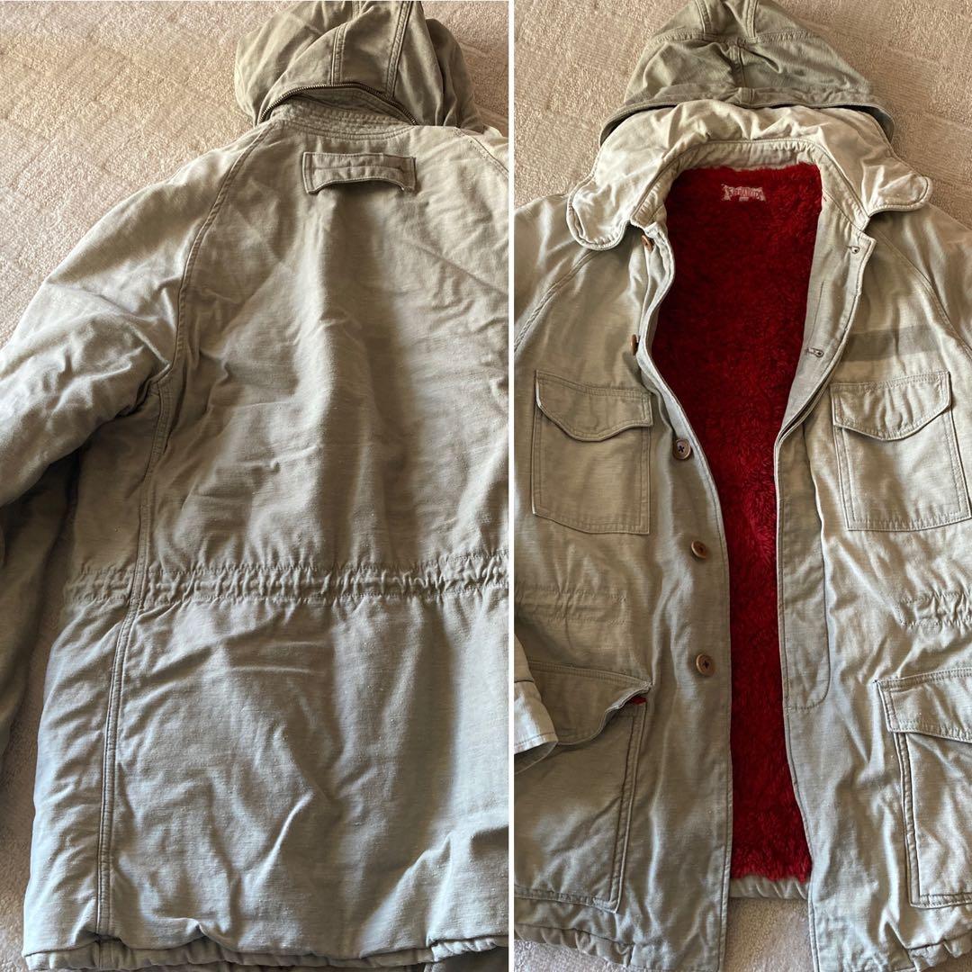 ハリウッドランチマーケット　ミリタリージャケット　　ボア　赤　毛糸