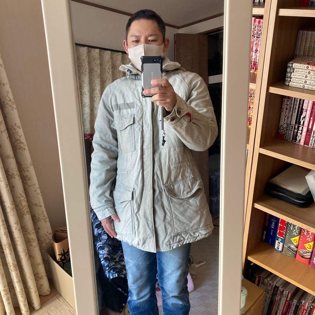 ハリウッドランチマーケット　ミリタリージャケット　　ボア　赤　毛糸