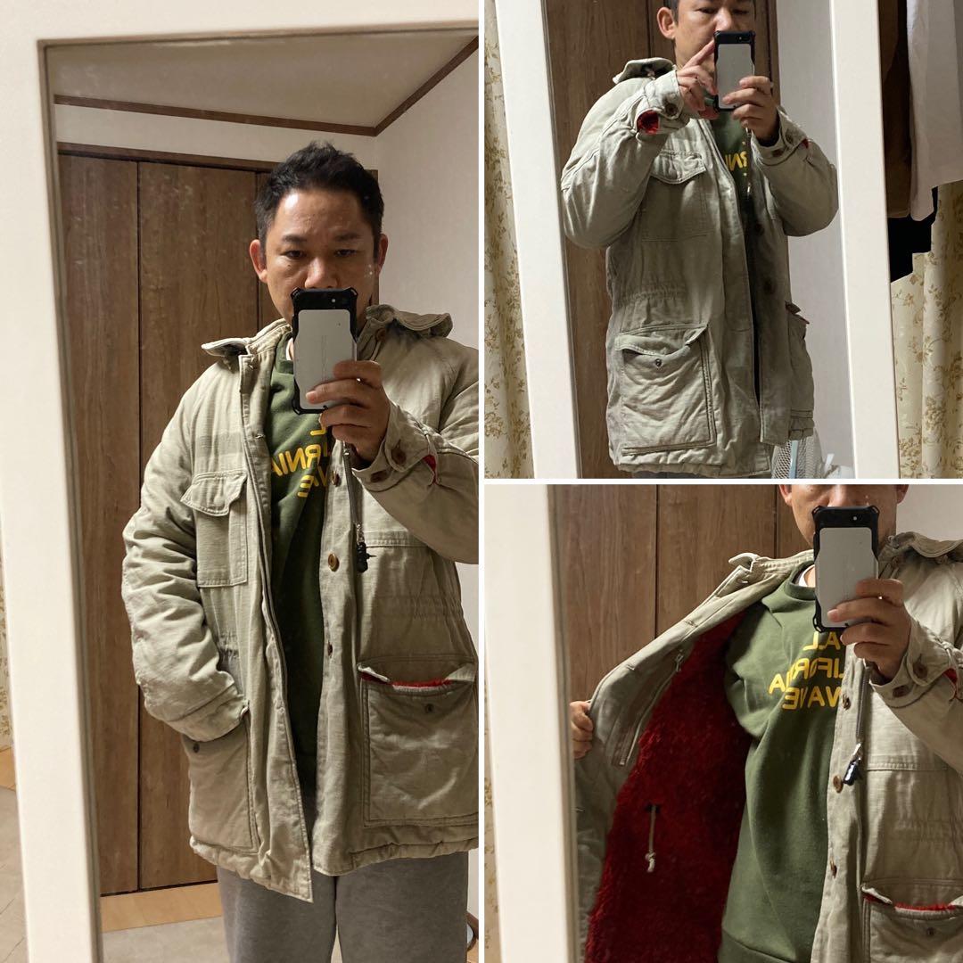 ハリウッドランチマーケット　ミリタリージャケット　　ボア　赤　毛糸