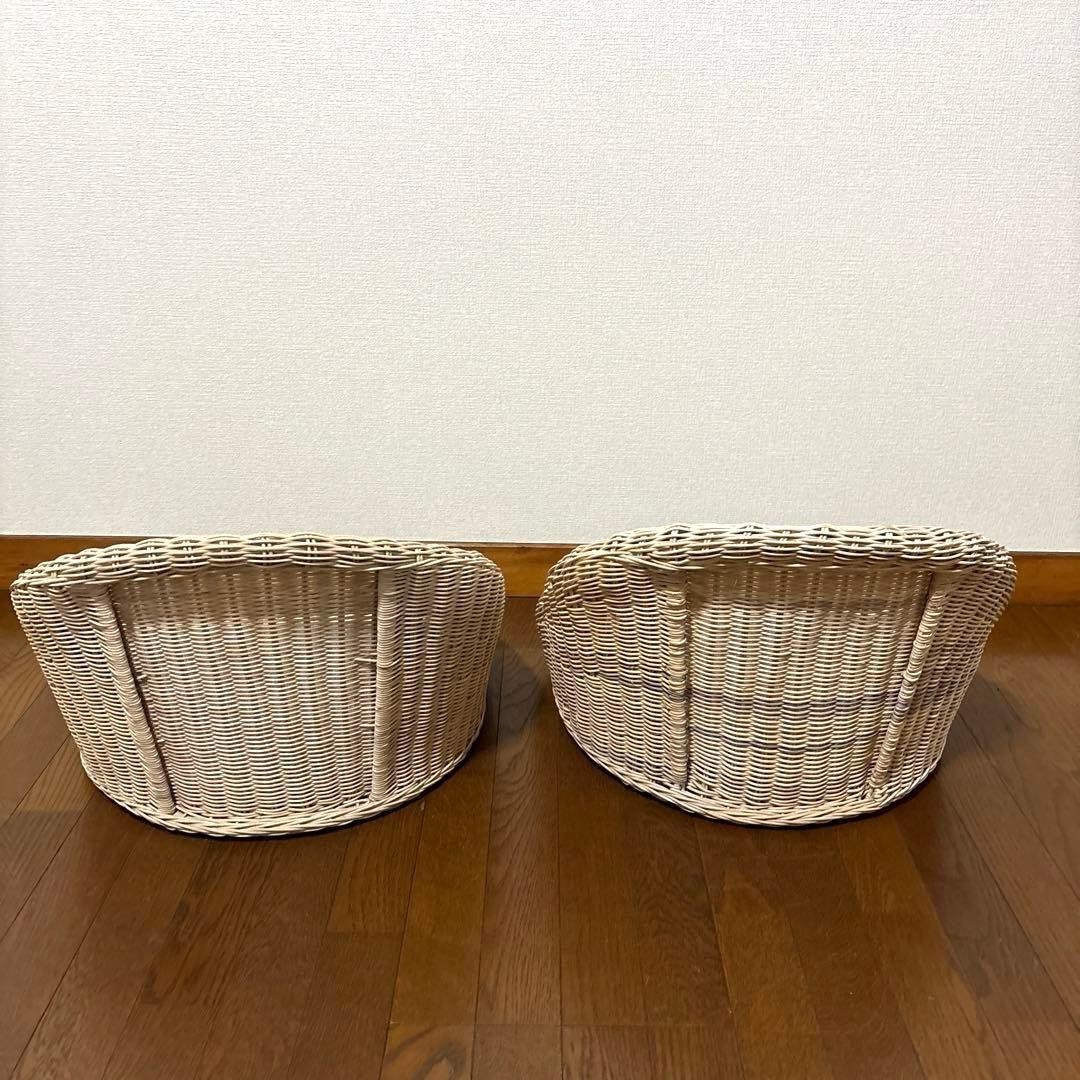 【良品】関家具 フロアチェア 座椅子 ラタン ２脚セット