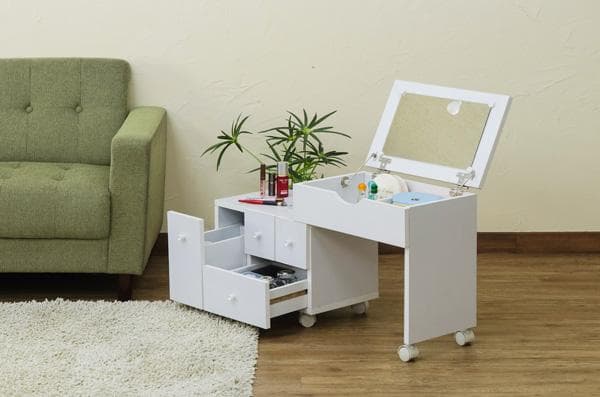 スライド式コスメワゴン　DBR/WH