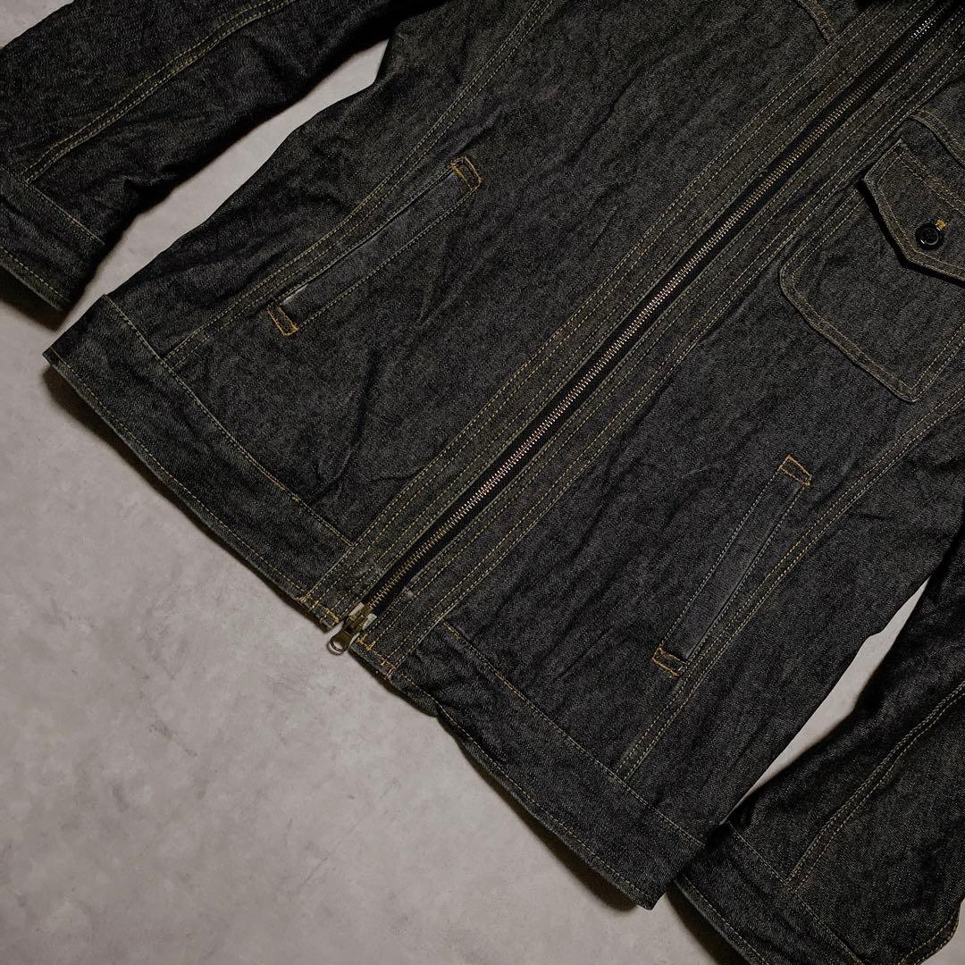 00s y2k A.S.M ファー付デニムジャケット 平成ギャル男 グランジ M