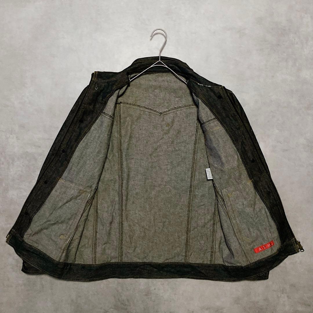 00s y2k A.S.M ファー付デニムジャケット 平成ギャル男 グランジ M
