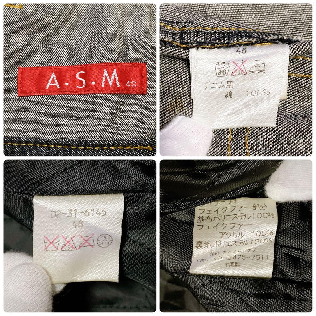 00s y2k A.S.M ファー付デニムジャケット 平成ギャル男 グランジ M