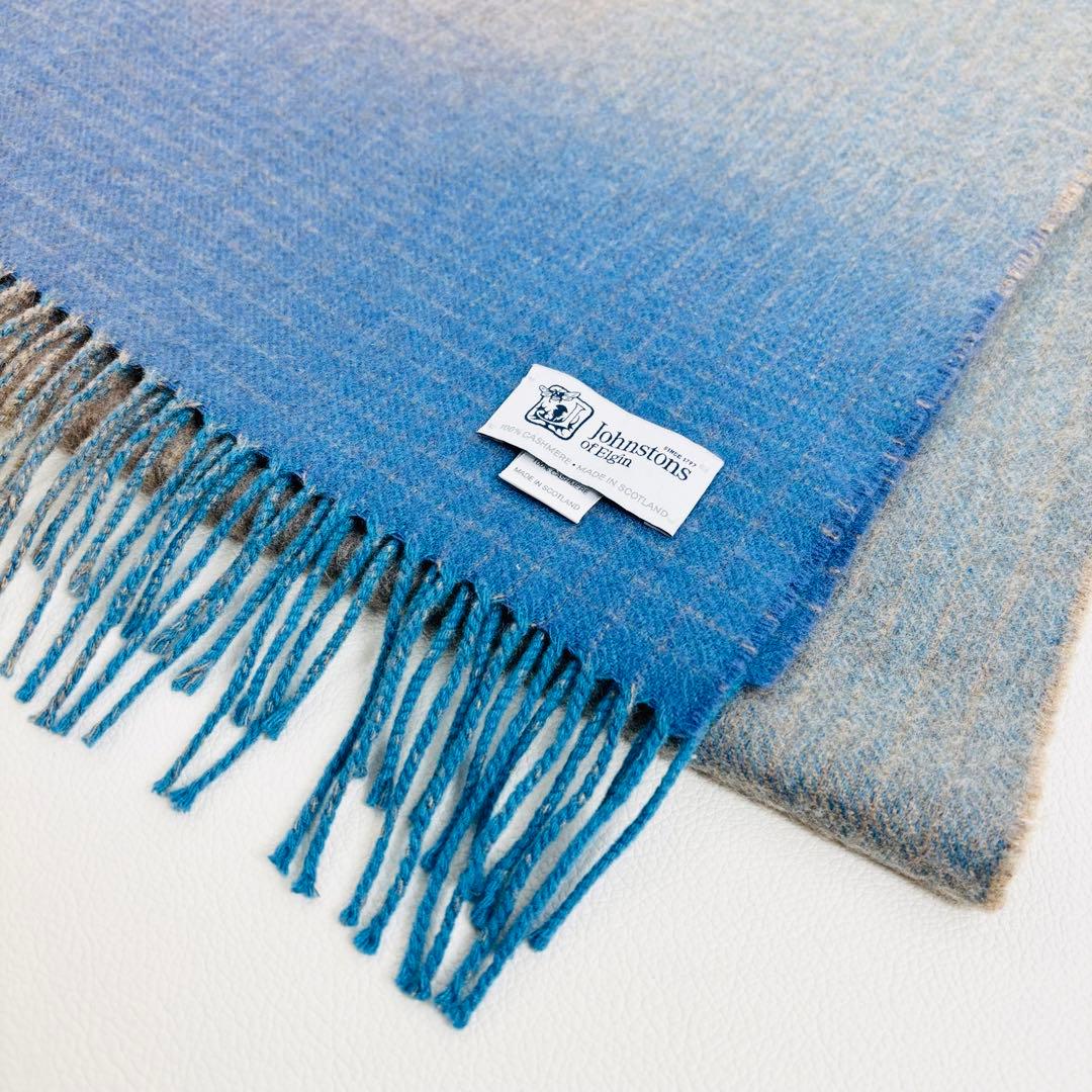 1834【極美品】ジョンストンズ 中判ストール カシミヤ100% グラデーション
