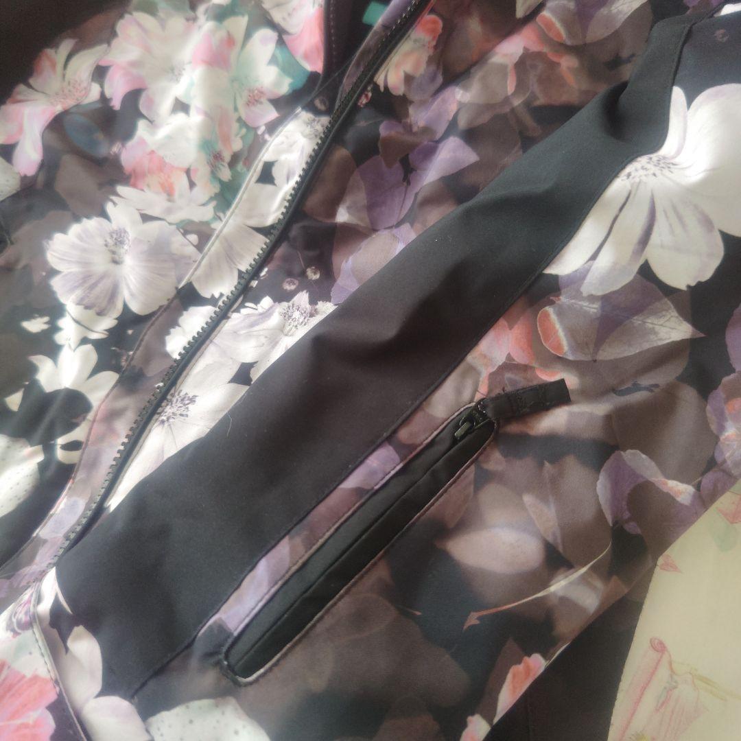 【美品】ROXY 花柄スキーウェア上下 手袋 セット 150cm