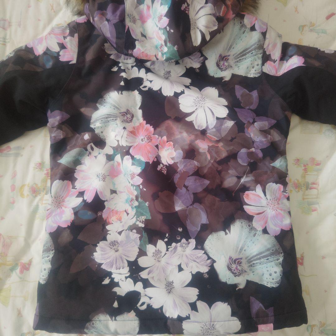 【美品】ROXY 花柄スキーウェア上下 手袋 セット 150cm