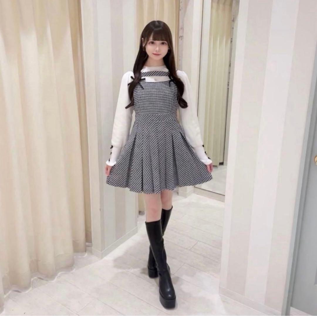 evelyn チェックプリーツワンピース 千鳥柄 - メルカリ