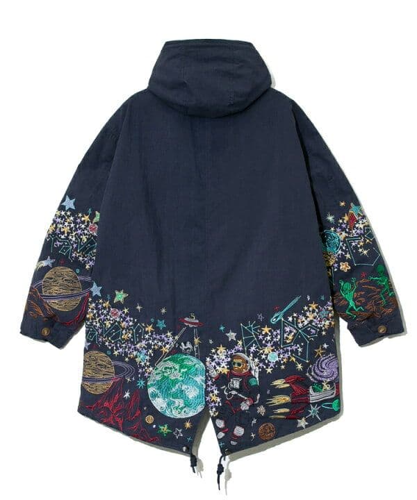 ★専用★goslowcaravan ナイロンパネル刺繍モッズコート ネイビー M