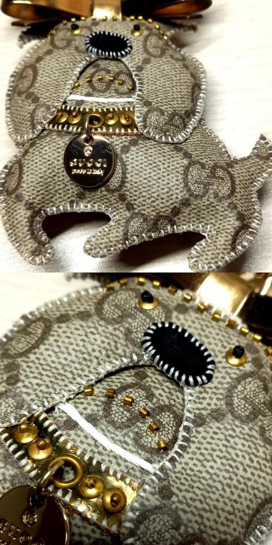 未使用に近い グッチ グッチョリ ブルドッグ 犬 チャーム キーホルダー