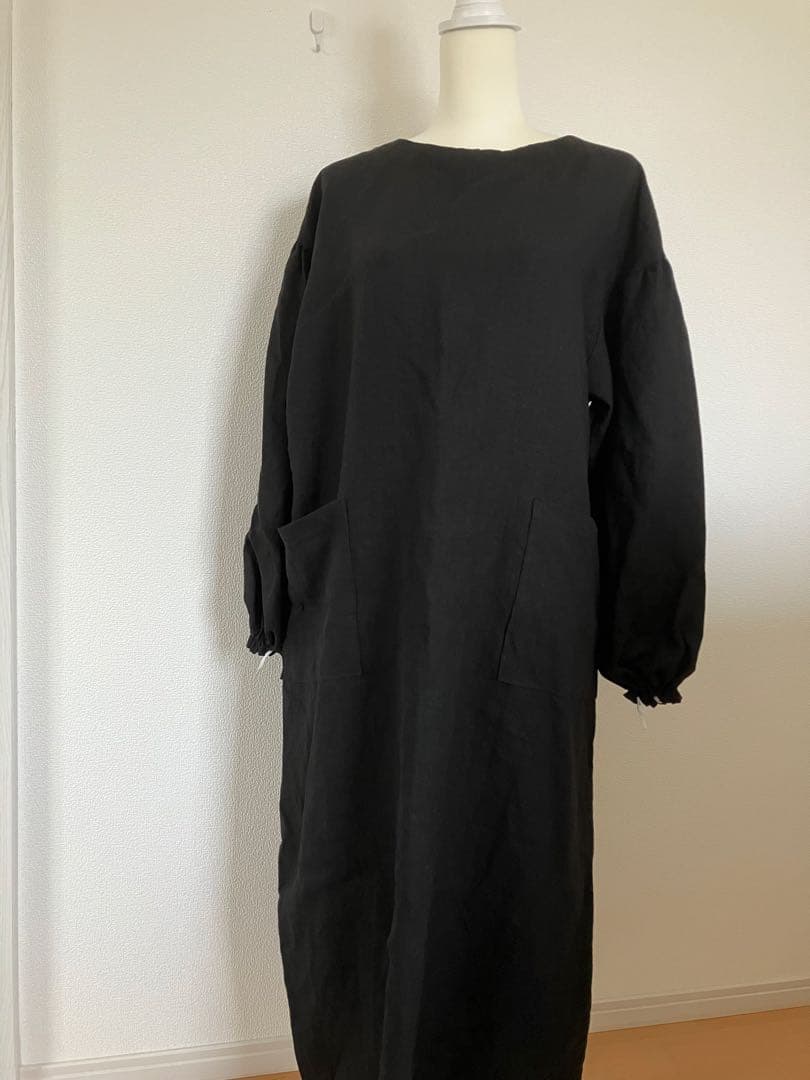 長袖　割烹着　エプロン　39 SKETCH Aライン 背中閉じ 無地 シンプル ロング かっぽう着 割ぽう着