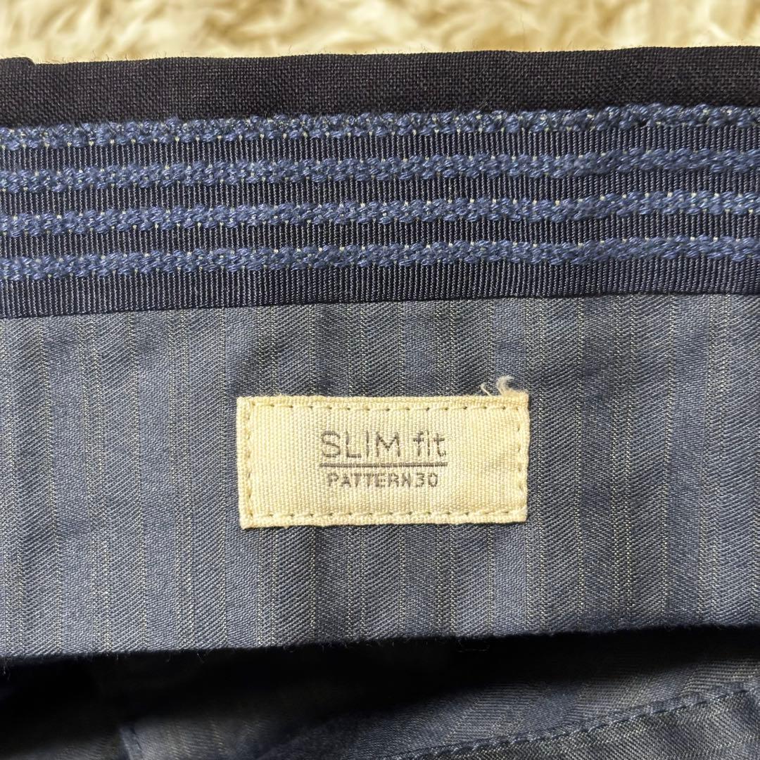 【美品】INCOTEX SLIM FITウールスラックス ネイビー 44