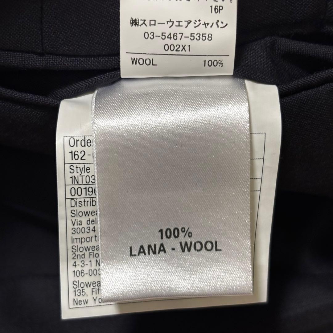 【美品】INCOTEX SLIM FITウールスラックス ネイビー 44