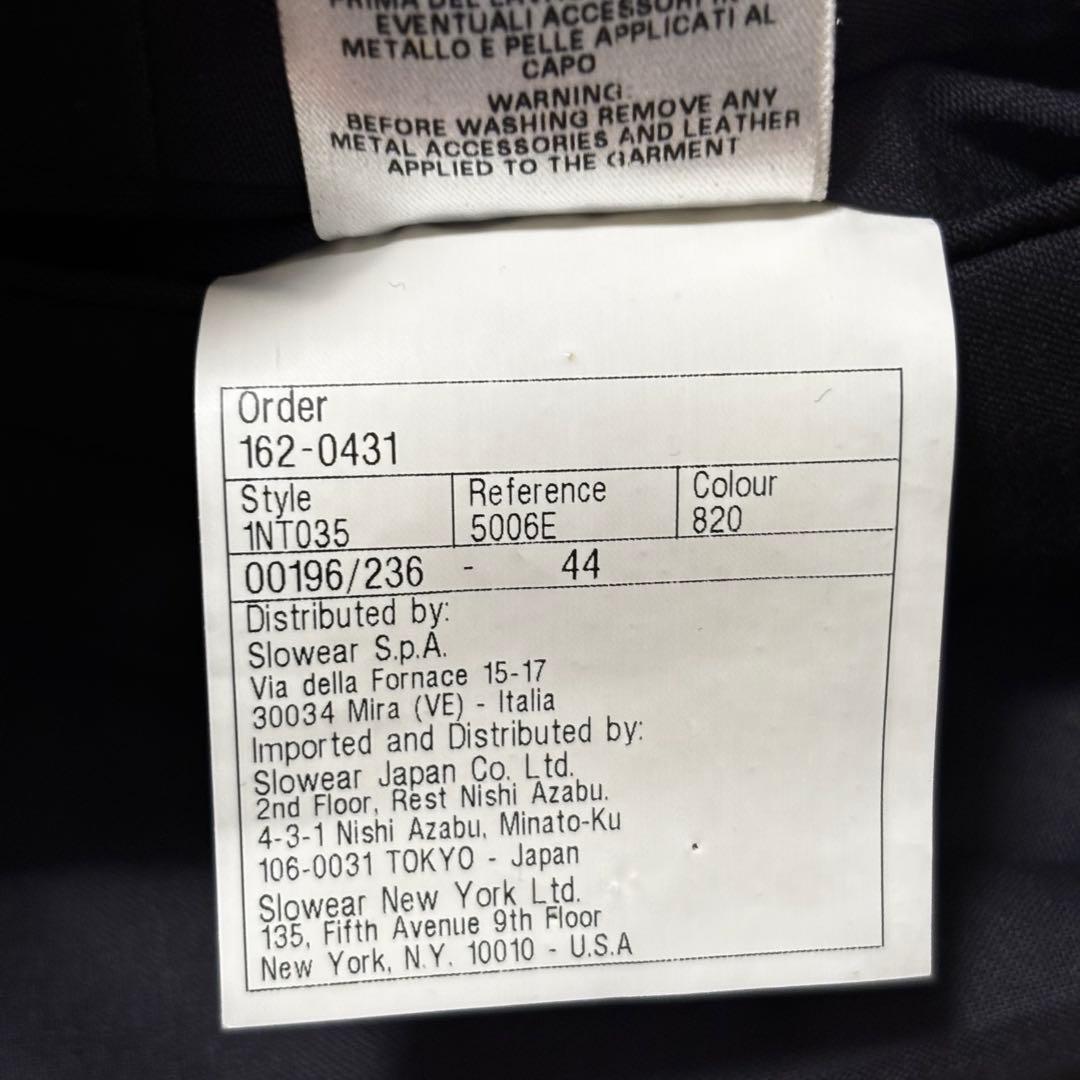 【美品】INCOTEX SLIM FITウールスラックス ネイビー 44