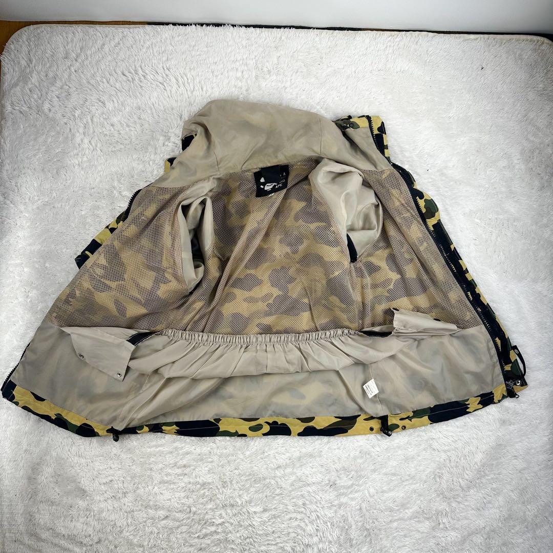 き*う様 ア ベイシング エイプ　1stサル迷彩柄 スノボジャケット 黄色　L
