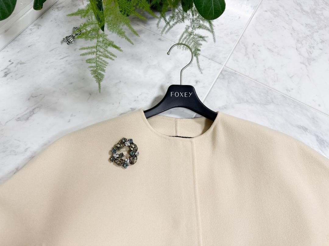 極美品★Drawer/ドゥロワーリバーノーカラコート36