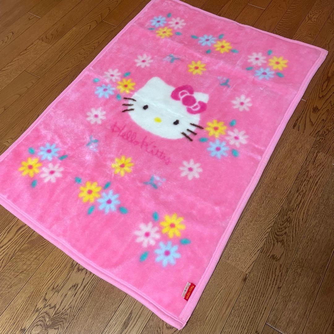 ハローキティ ブランケット 毛布 レトロ 1998 お花 カオハナ 分厚