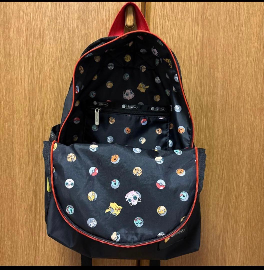 【希少】LeSportsac × ポケモン ピカチュウ リュック ブラック 総柄
