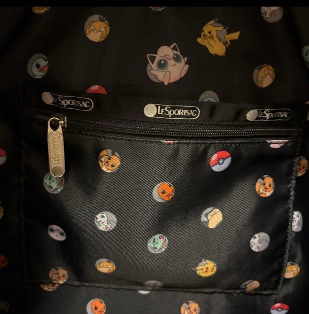 【希少】LeSportsac × ポケモン ピカチュウ リュック ブラック 総柄
