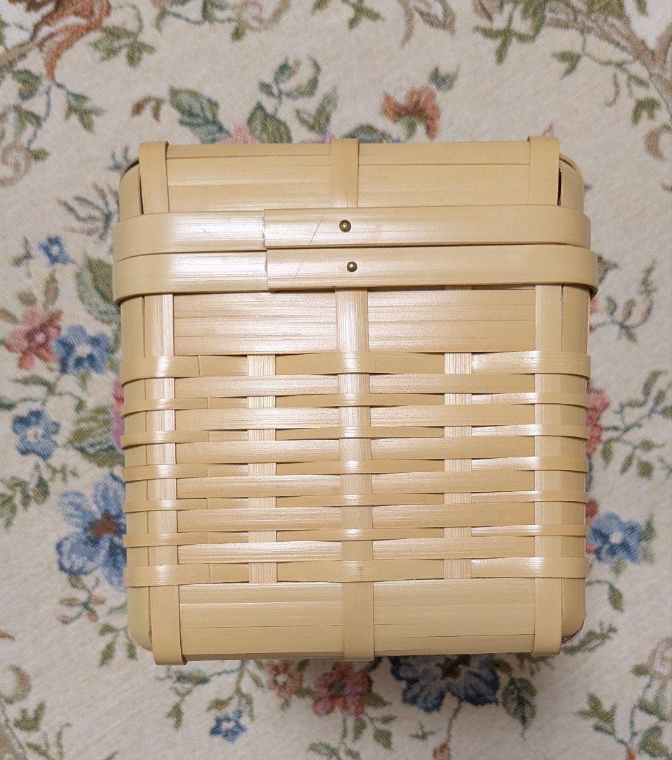 おしろ角物店　竹製 蓋付きバスケット（マスクケース）