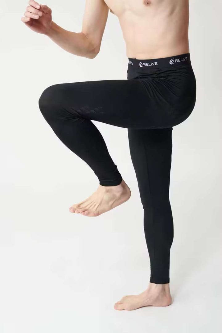 リライブ シャツ コットン 長袖無地 & メンズ スパッツ 上下セット L