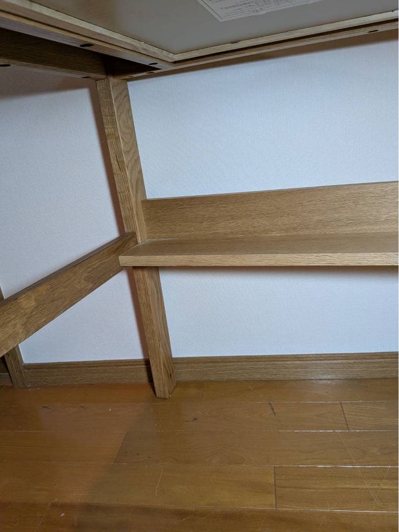 ■送料込■無印 MUJI オーク無垢材デスク 引出足元棚付 学習机 事務テーブル