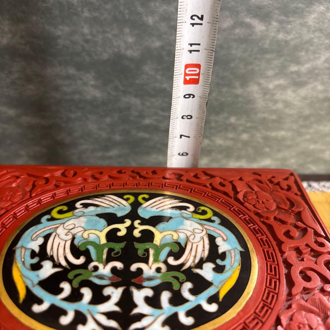 希少 古美術 七宝 堆朱 小物入れ