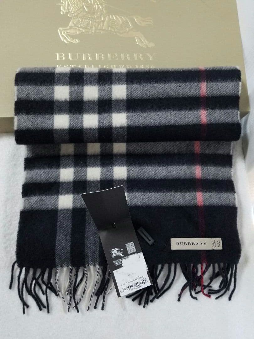 新品未使用タグ付 バーバリーカシミアマフラー ユニセックス クラシック美品