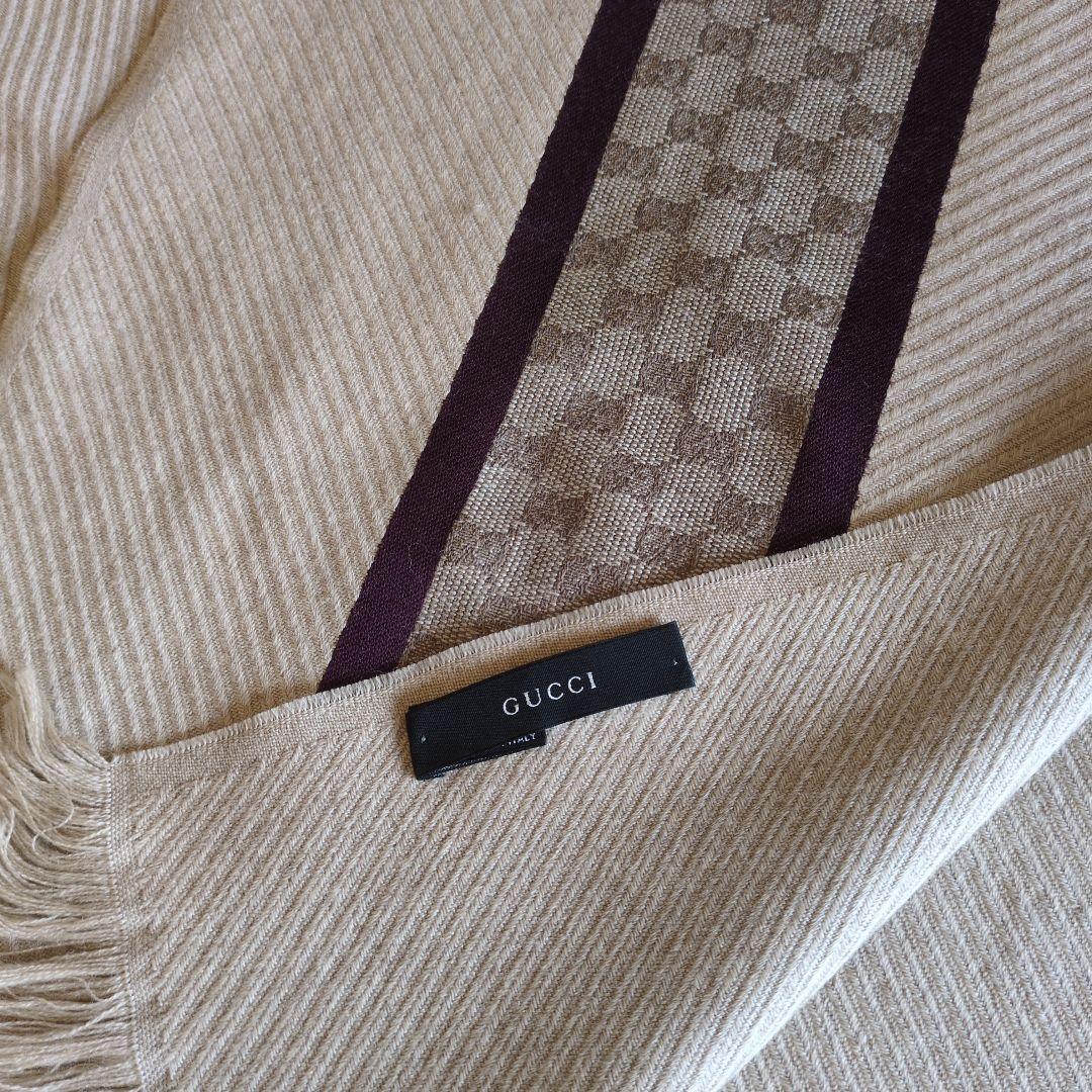 [ 値下げ ] GUCCI ベージュ ストライプ マフラー