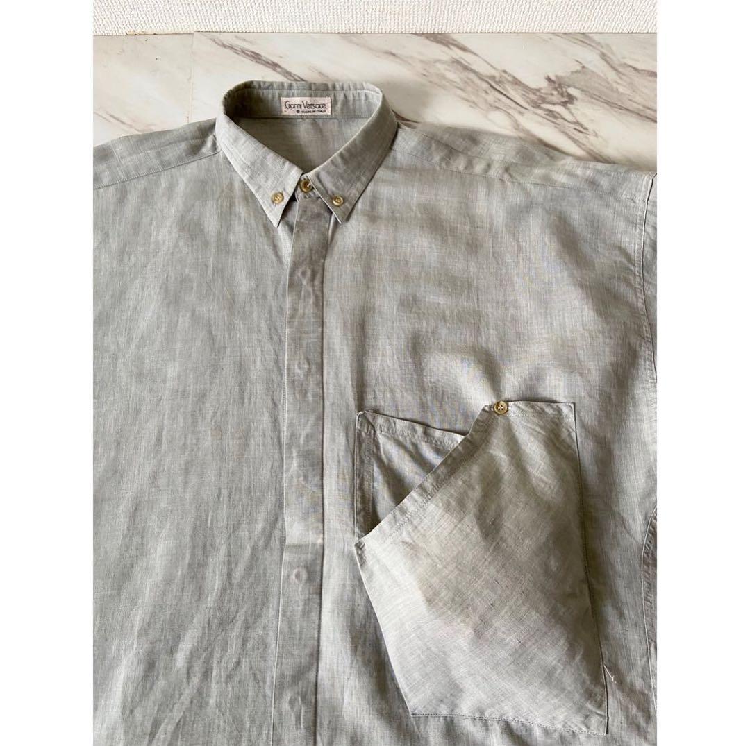 初期タグ 80s Gianni Versace ポケットデザイン リネンシャツ - メルカリ