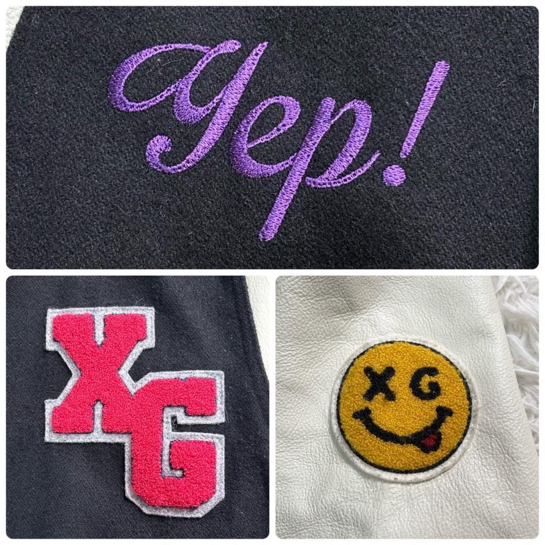 X-girl　スタジャン 黒/白　サイズ2 M相当 ワッペン レザー